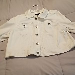 Lane Bryant white denim crop jacket